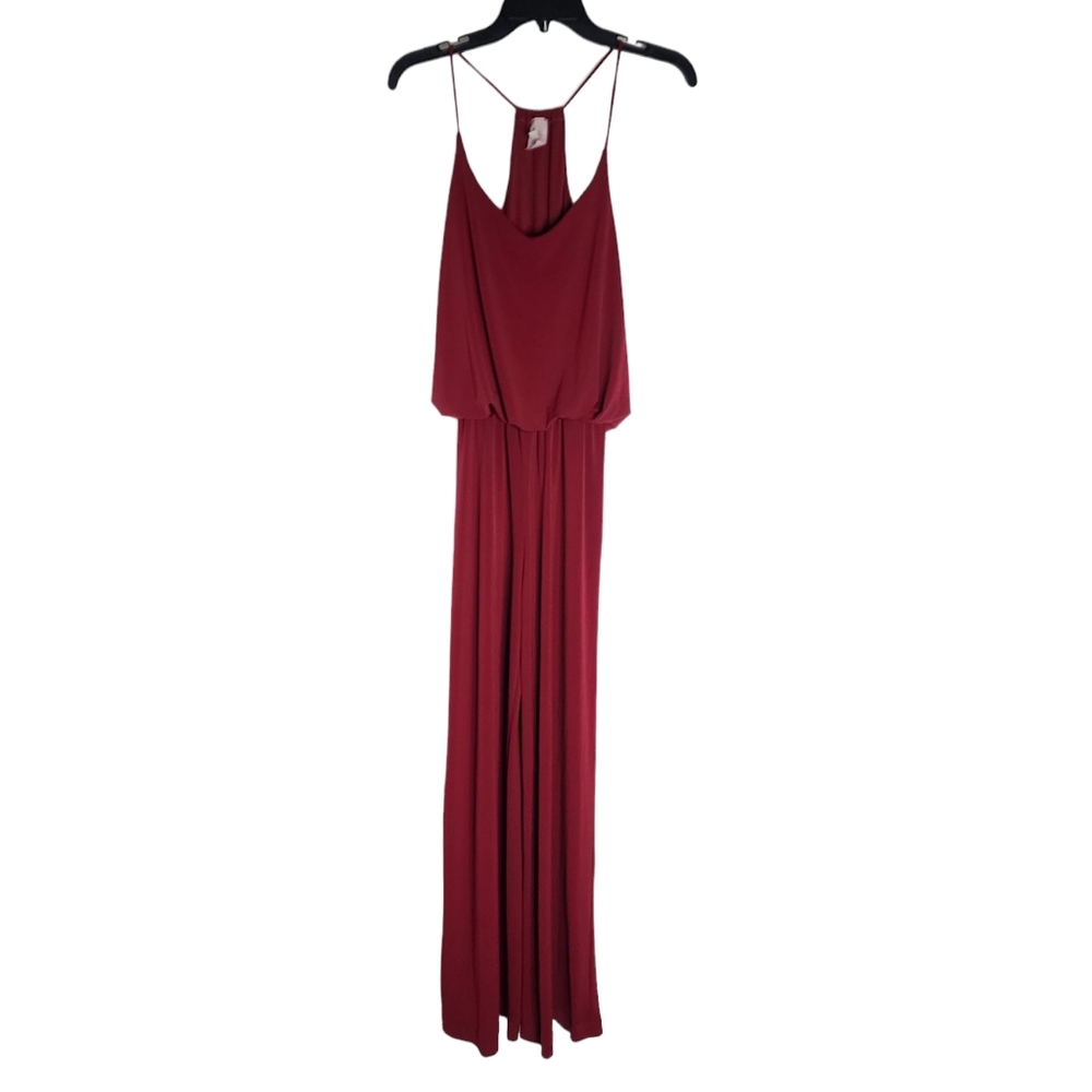 Sleeveless Wide-Leg Jumpsuit Burgundy Medium - Picture 4 of 6